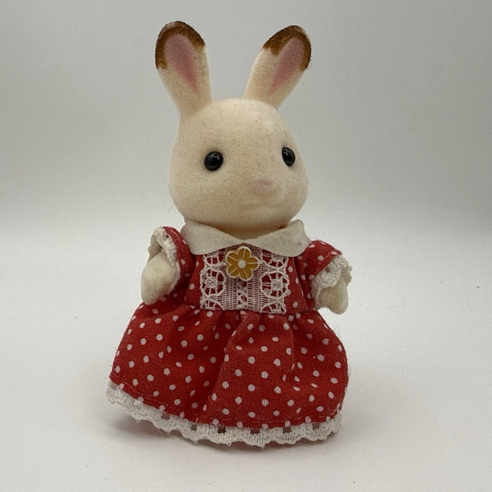 Calico Critters Sylvan Chocolate Bunny Rabbit  Freya Clothes Flocked Moveable